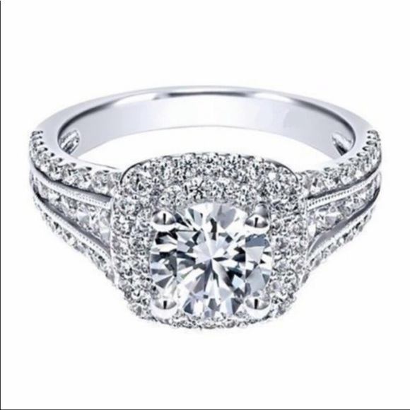 NEW 18k White Gold Diamond Halo Wedding Ring - Picture 6 of 8